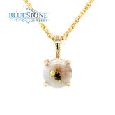 14 Karat Yellow Gold Pendant with One 8mm Round Gold Quartz gemstone f